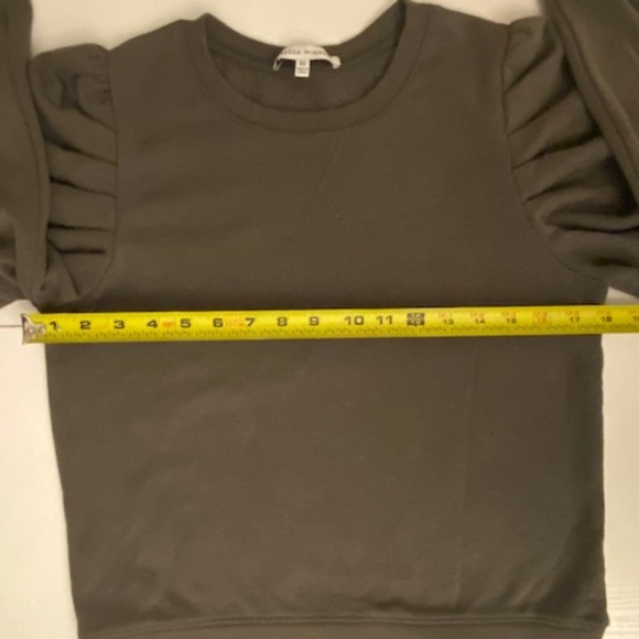 Rebecca Minkoff Puff Shoulder Long Sleeve Sweatshirt Olive Green Size XS - Picture 11 of 13